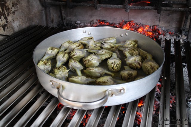 Alcachofas a la brasa con almejas Restaurante Parrila El Carmen Cosio