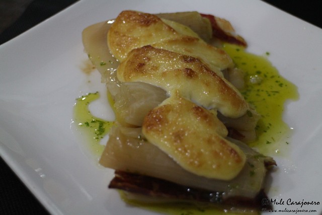 puerros gratinados con jamón restaurante Cortazar Muriedas