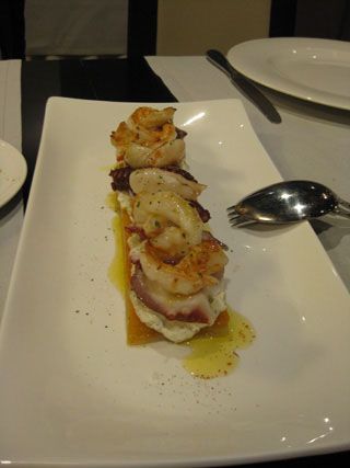 Milhojas de calabaza pulpo y langostinos Milhojas de calabaza pulpo y langostinos