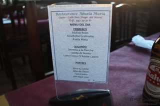 Menu del dia Restaurante Abuela Maria Cueto