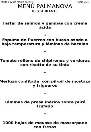 menu palmanova