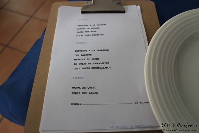 Menu del dia Restaurante La Bocana Santander