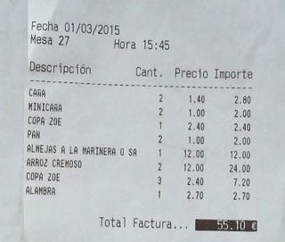 Factura Restaurante Arrnia Loungue