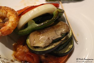 Brocheta de verduras y langostinos Restaurante Paladar y Tomar Santander