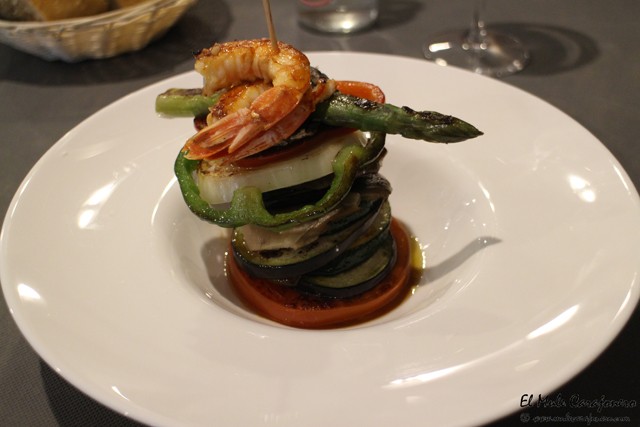 Brocheta de verduras y langostinos Restaurante Paladar y Tomar Santander
