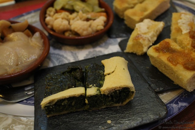 Tarta pascualina, encurtidos, foccacia genovesa en il Boccone Santander