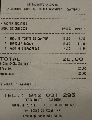Restaurante Casimira Santander