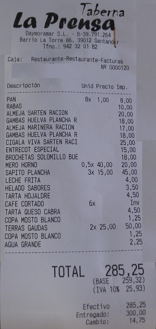 Santander restaurante La Prensa