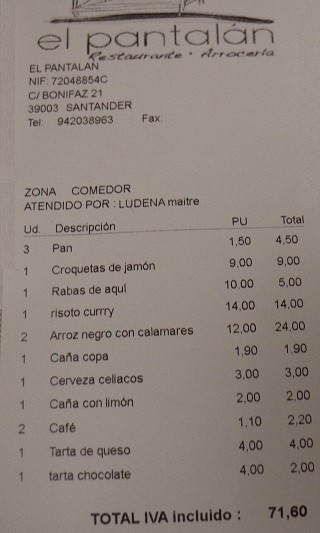 Santander Restaurante Pantalan