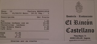 Restaurante Rincon Castellano Cuellar Segovia