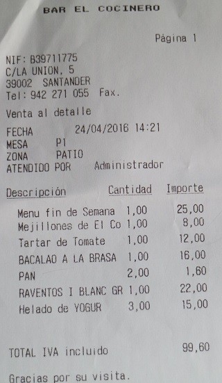 Restaurante el cocinero Santander