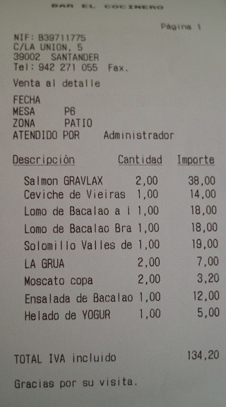 Restaurante el cocinero Santander