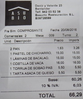 Restaurante Asubio Santander Cantabria