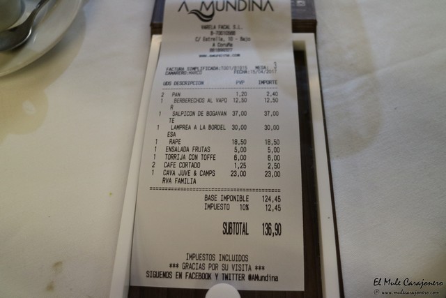 Restaurante Mundiña Coruña Galicia