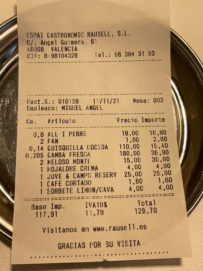 Restaurante Rausell Valencia