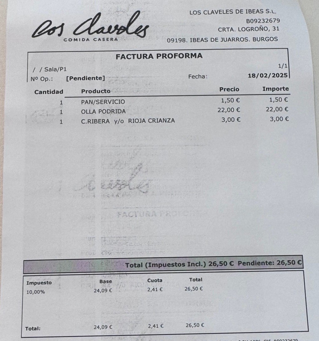 Factura Los Claveles