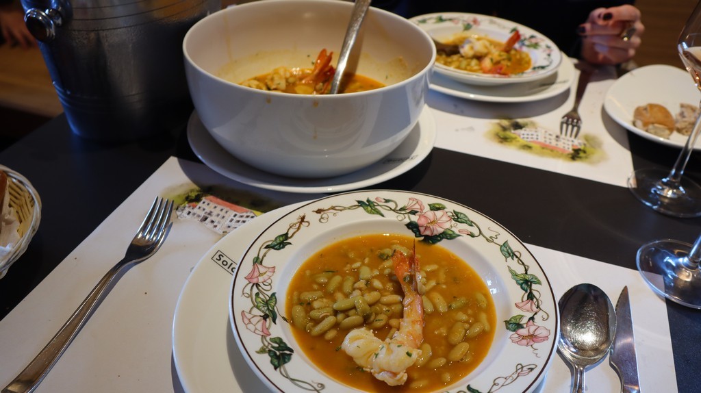 verdinas con langostinos