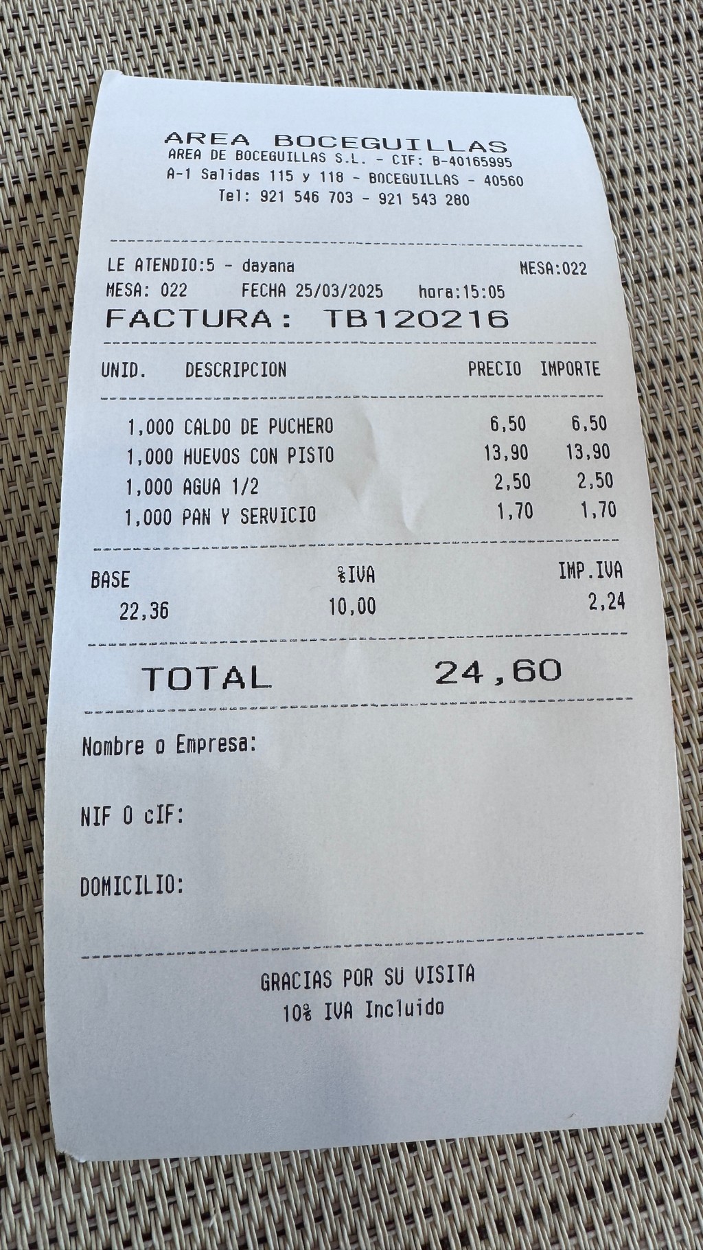 Factura Área Boceguillas