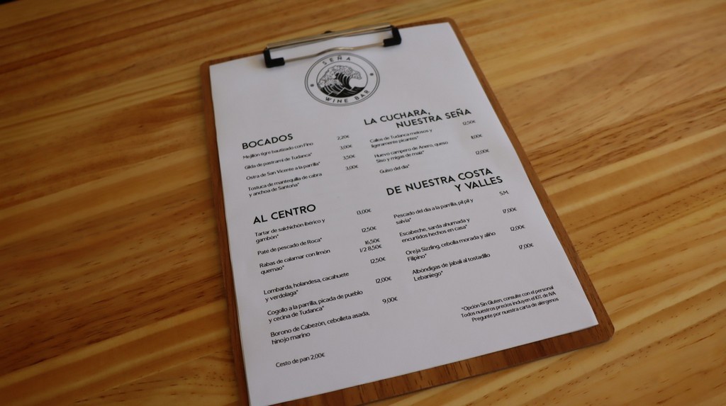 Santander Seña Wine Bar Carta