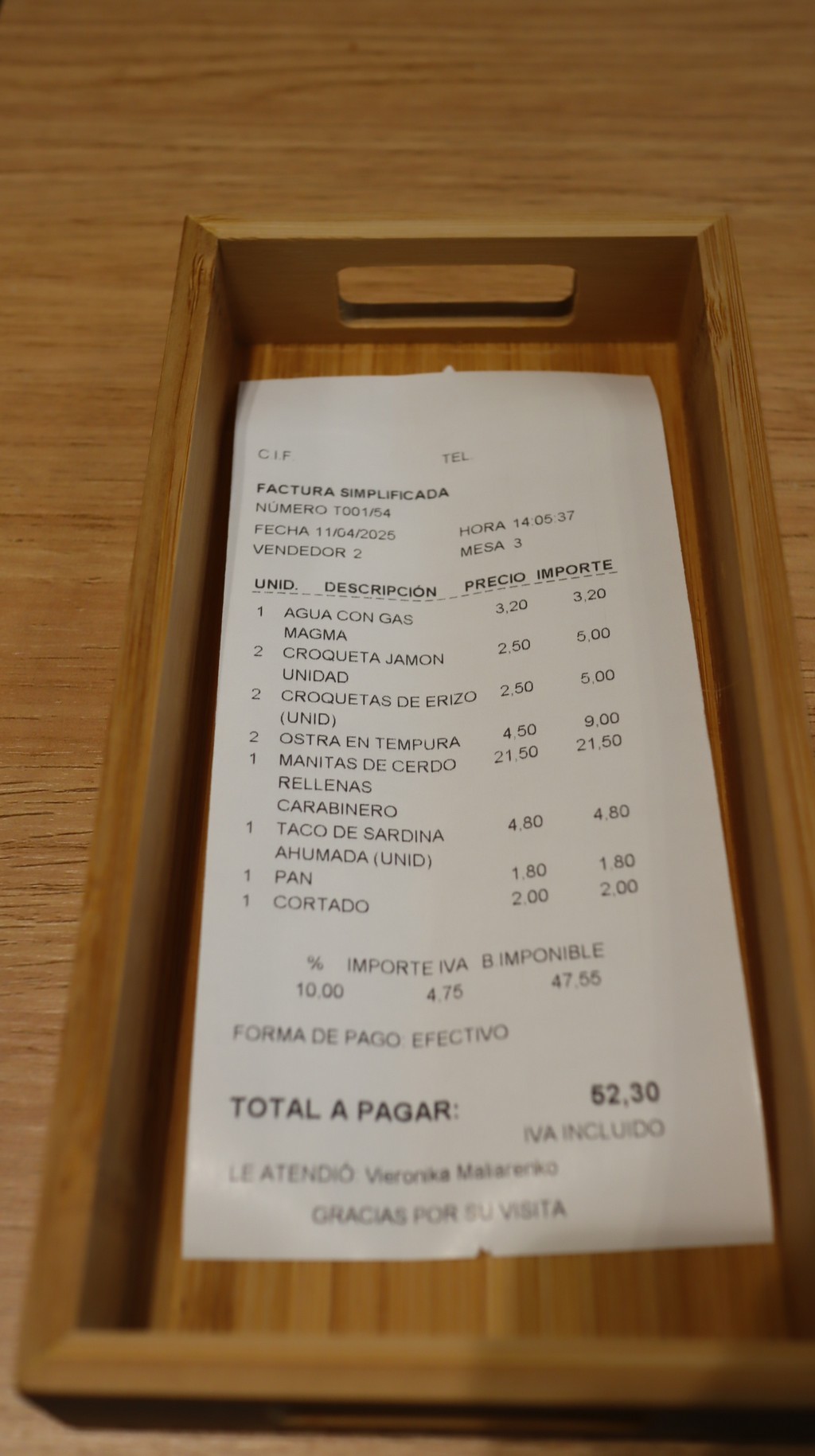 Factura Santander Tetuan 23